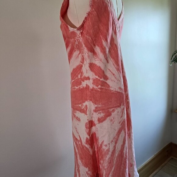 Haris Cotton Brand Dress Tie-Dye Linen Shift Sz. S Red/Pink/White Blend - Picture 3 of 13
